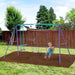 Metal Swing Set with Glider, Two Swing Seats and Adjustable Height - Little and Giant Explorers Outsunny