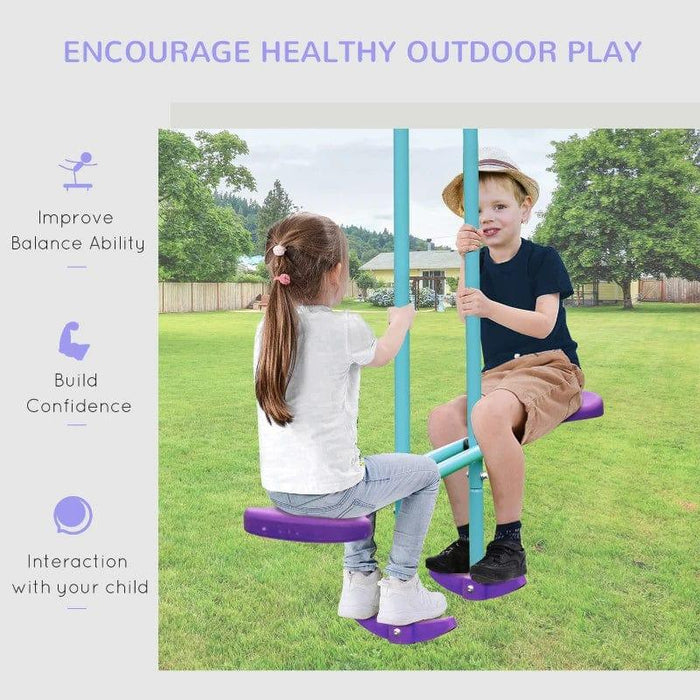 Metal Swing Set with Glider, Two Swing Seats and Adjustable Height - Little and Giant Explorers Outsunny