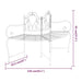 Black steel tree bench with wrap-around design, decorative backrest, and size dimensions