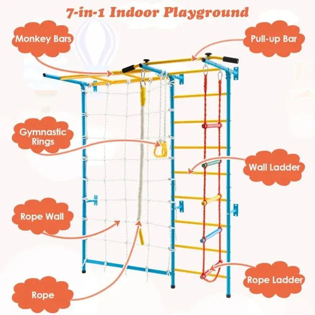 7-in-1 Indoor Wall Climbing Gym Set