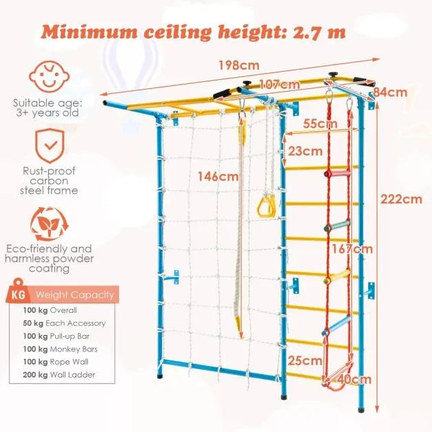 7-in-1 Indoor Wall Climbing Gym Set