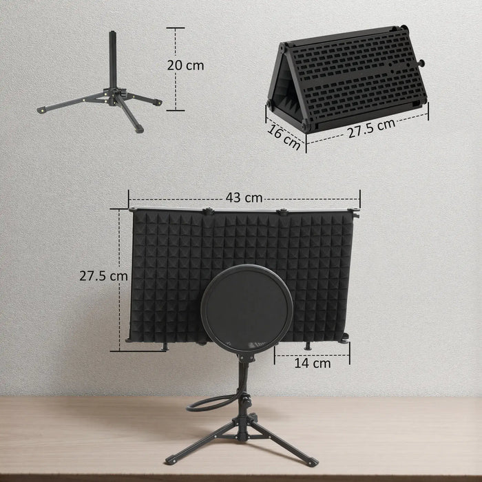 Microphone Isolation Shield Set | Folding Acoustic Foam Shield with Stand HOMCOM - Little and Giant Explorers