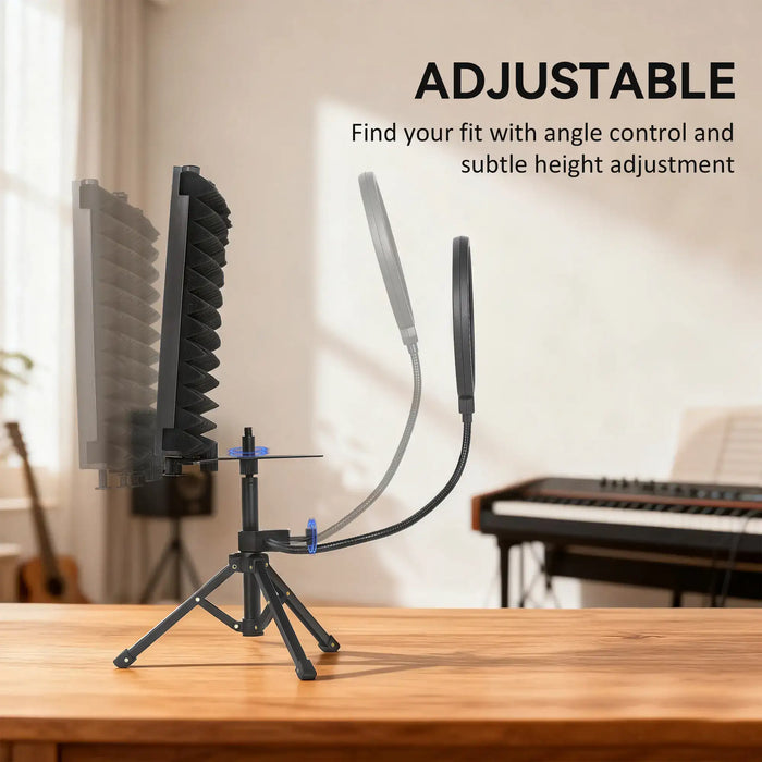 Microphone Isolation Shield Set | Folding Acoustic Foam Shield with Stand HOMCOM - Little and Giant Explorers