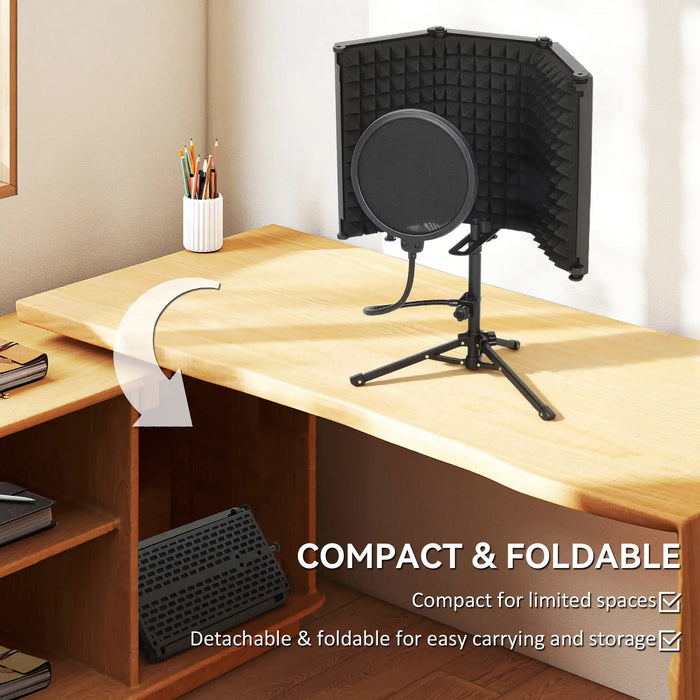 Microphone Isolation Shield Set | Folding Acoustic Foam Shield with Stand HOMCOM - Little and Giant Explorers