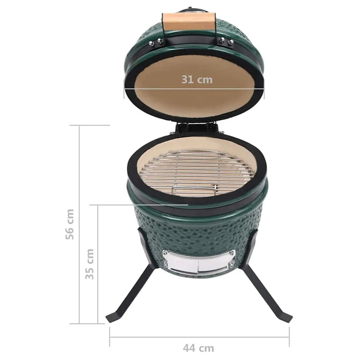 Mini Ceramic Kamado Grill – Green | 26.5cm Cooking Grid - Built-In Thermometer VIDAXL - Little and Giant Explorers vidaXL
