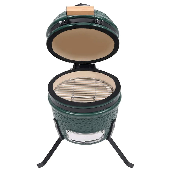 Mini Ceramic Kamado Grill – Green | 26.5cm Cooking Grid - Built-In Thermometer VIDAXL - Little and Giant Explorers vidaXL