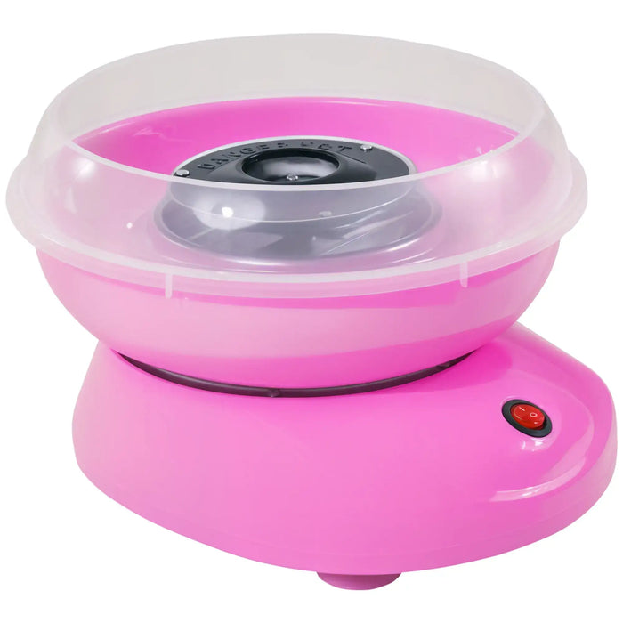 Pink cotton candy maker on a white background