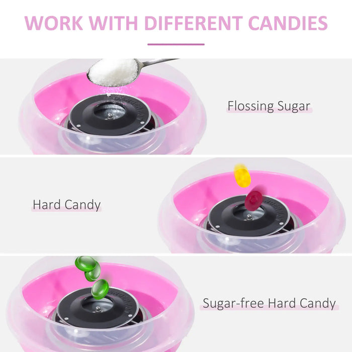 Candy floss machine with different types of candy being used.
