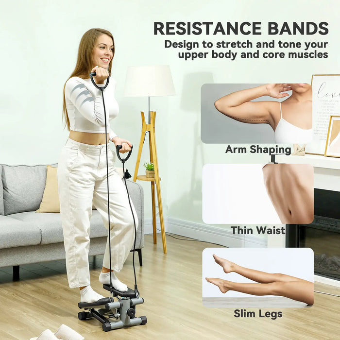 Mini Stepper Exercise Machine – Compact Stepper with Resistance Bands | LCD Monitor SPORTNOW - Little and Giant Explorers