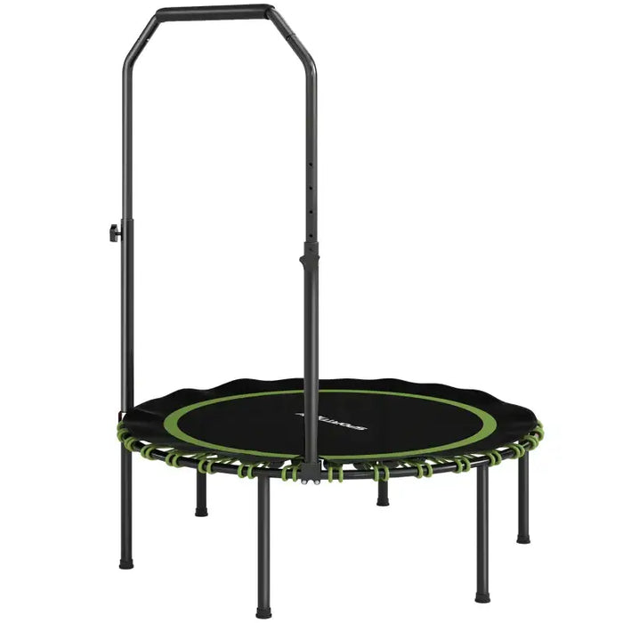 Mini Trampoline with Adjustable Handrail - Green | Foldable Bungee Rebounder SPORTNOW - Little and Giant Explorers SPORTNOW
