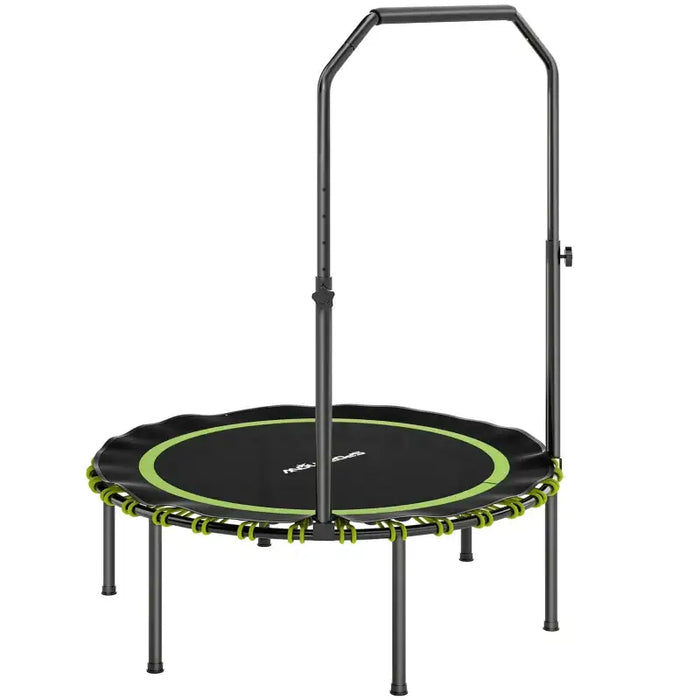 Mini Trampoline with Adjustable Handrail - Green | Foldable Bungee Rebounder SPORTNOW - Little and Giant Explorers SPORTNOW