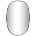 Round mirror with a black frame on a white background