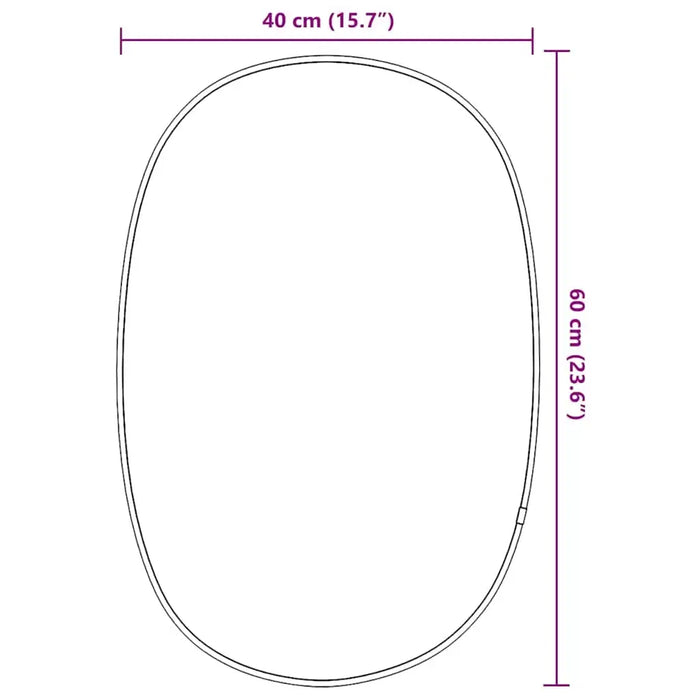 Oval shape with dimensions labeled on a white background
