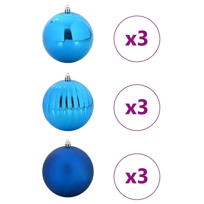 Modern Christmas Bauble Set – 9-Piece Blue Collection | Shiny, Matte and Pumpkin Designs VIDAXL - Little and Giant Explorers vidaXL