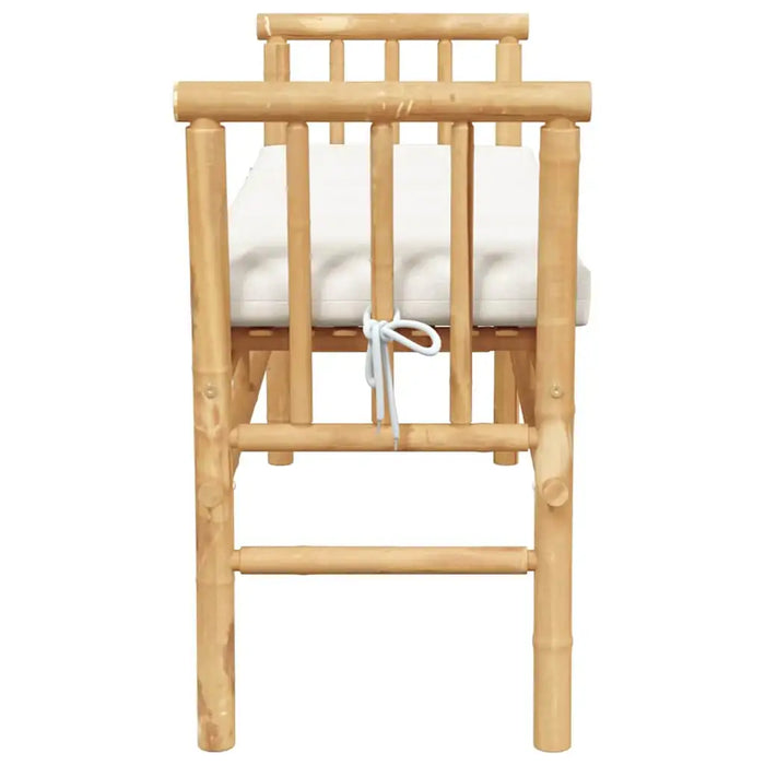 Outdoor Bench - Cream Solid Bamboo Wood | Minimalist Style and Removable Cushion | VIDAXL - Little and Giant Explorers vidaXL