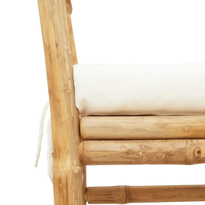 Outdoor Bench - Cream Solid Bamboo Wood | Minimalist Style and Removable Cushion | VIDAXL - Little and Giant Explorers vidaXL