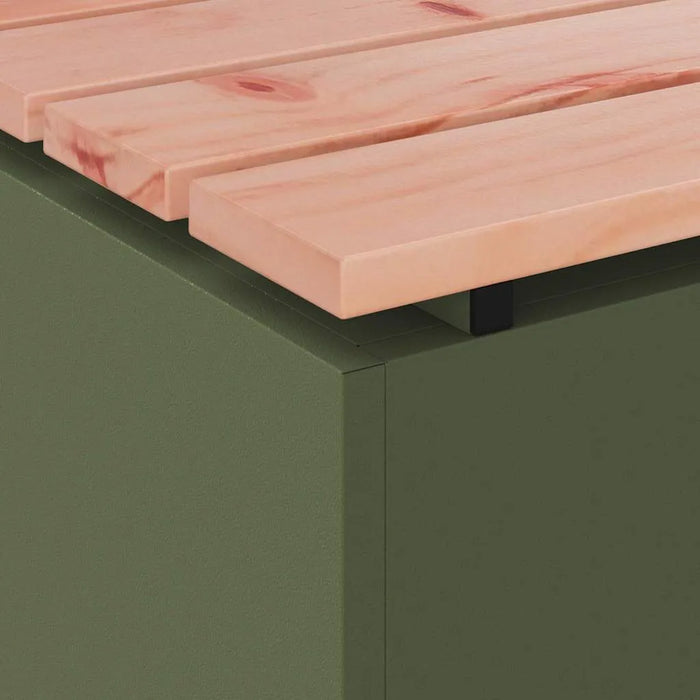 Modern Garden Bench – Olive Green | Douglas Fir Wood Seat with Steel Frame VIDAXL