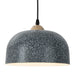 Speckled gray pendant light on a white background