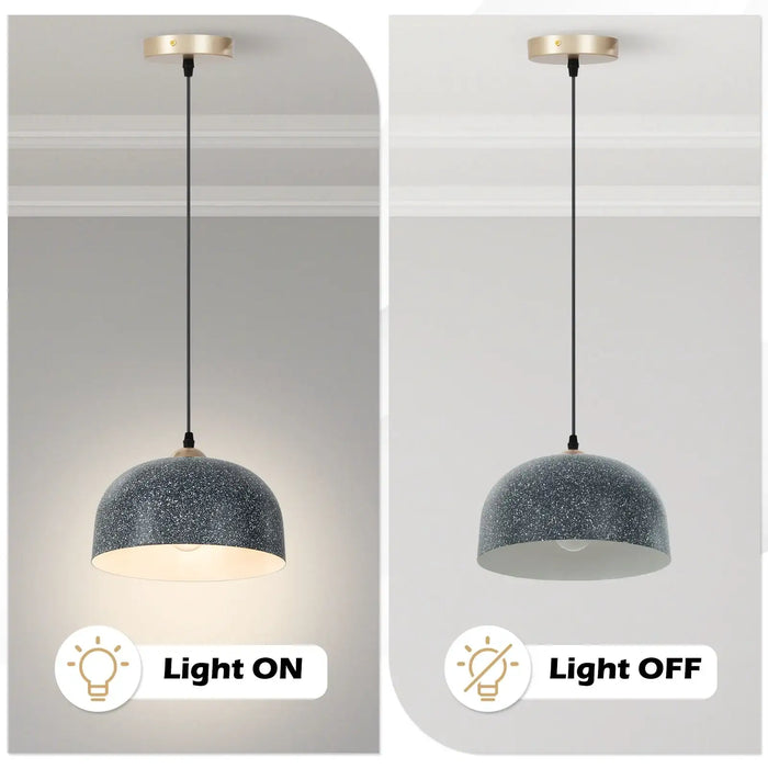 Pendant light fixture shown with 'Light ON' and 'Light OFF' labels on a gray background.