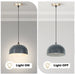 Pendant light fixture shown with 'Light ON' and 'Light OFF' labels on a gray background.