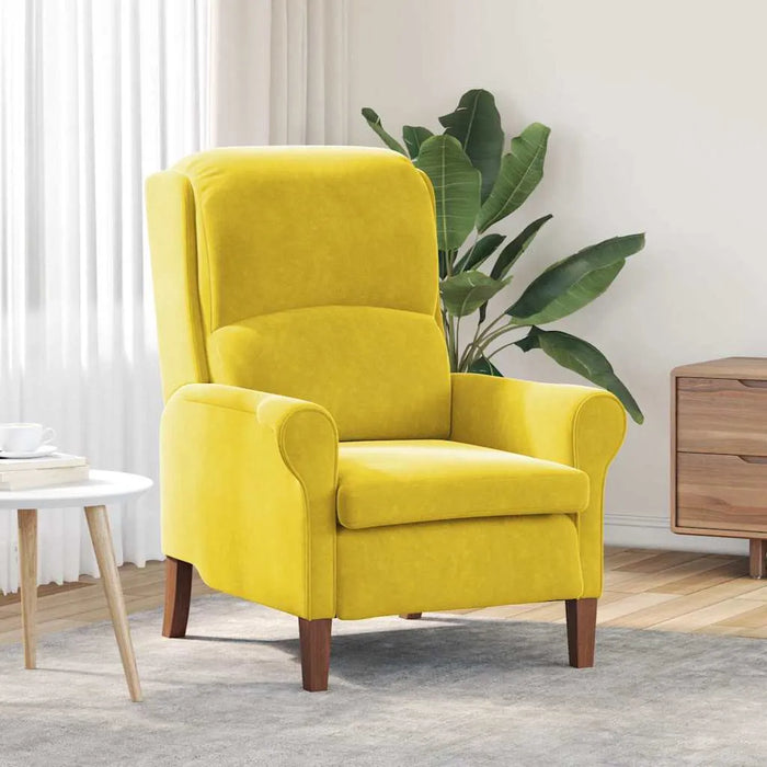 Modern Wooden Armchair – Yellow Velvet | Contemporary Design VIDAXL - Little and Giant Explorers
