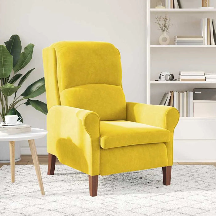Modern Wooden Armchair – Yellow Velvet | Contemporary Design VIDAXL - Little and Giant Explorers
