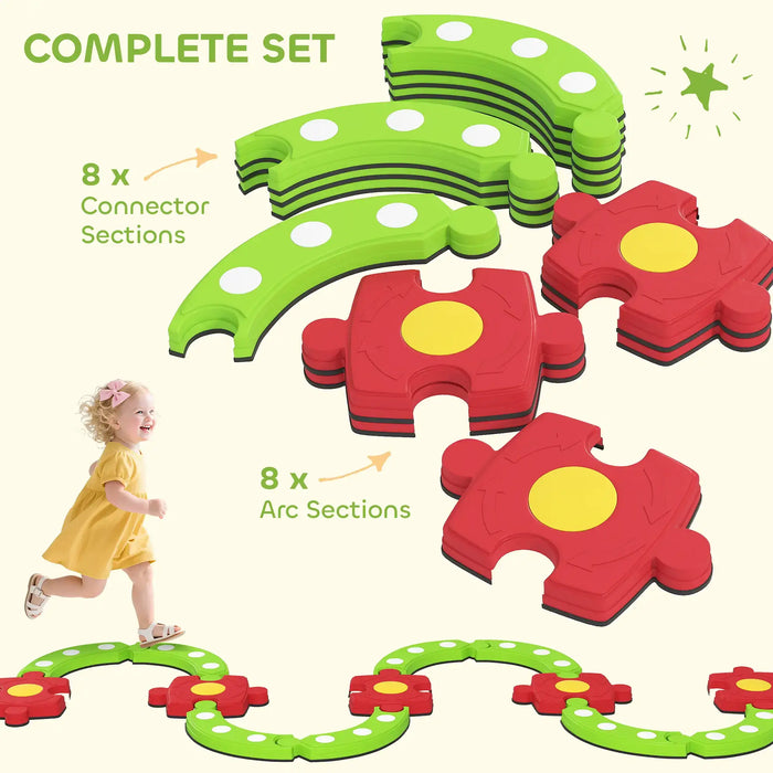 Balance Beam Kids Green Red | Modular Design with Tactile Bumps - Little and Giant Explorers AIYAPLAY