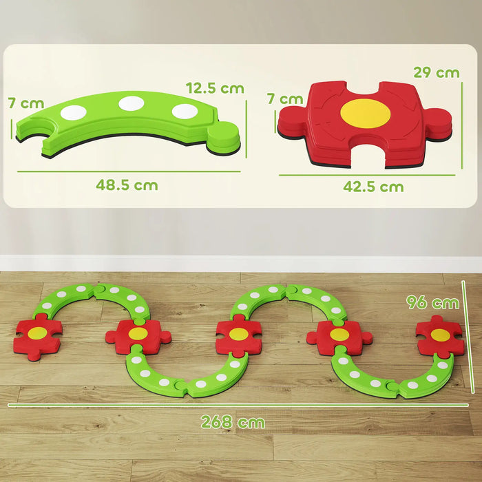 Balance Beam Kids Green Red | Modular Design with Tactile Bumps - Little and Giant Explorers AIYAPLAY