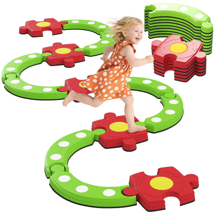 Balance Beam Kids Green Red | Modular Design with Tactile Bumps - Little and Giant Explorers AIYAPLAY