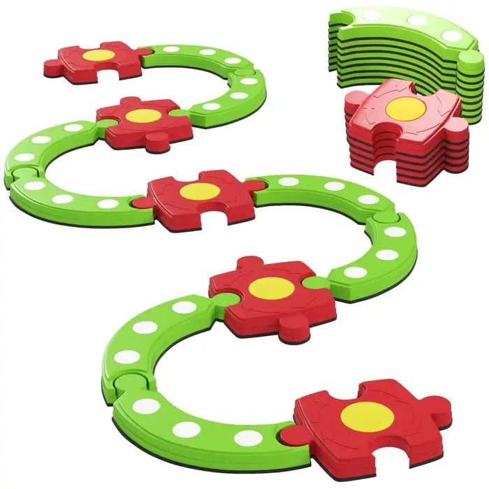 Balance Beam Kids Green Red | Modular Design with Tactile Bumps - Little and Giant Explorers AIYAPLAY