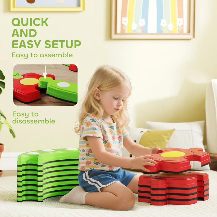 Balance Beam Kids Green Red | Modular Design with Tactile Bumps - Little and Giant Explorers AIYAPLAY