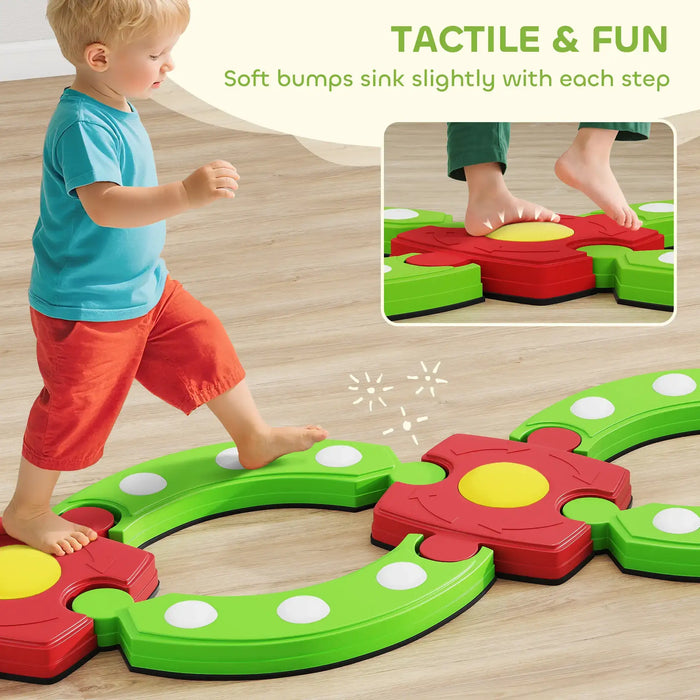Balance Beam Kids Green Red | Modular Design with Tactile Bumps - Little and Giant Explorers AIYAPLAY