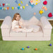 Modular Kids Play Couch with Breathable Suede Fabric in Beige | 9 Pieces - Little and Giant Explorers Costway