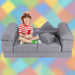 Modular Kids Play Couch with Breathable Suede Fabric in Grey | 9 Pieces - Little and Giant Explorers Costway