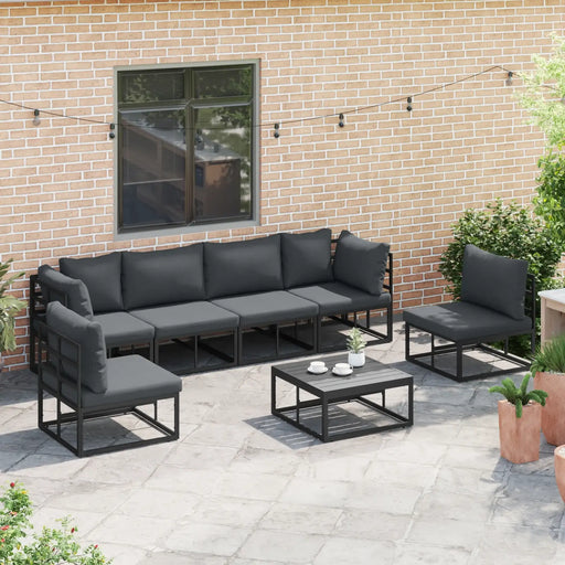 Modular Outdoor Furniture Set Black Aluminium | Customisable Garden Seating - Little and Giant Explorers vidaXL