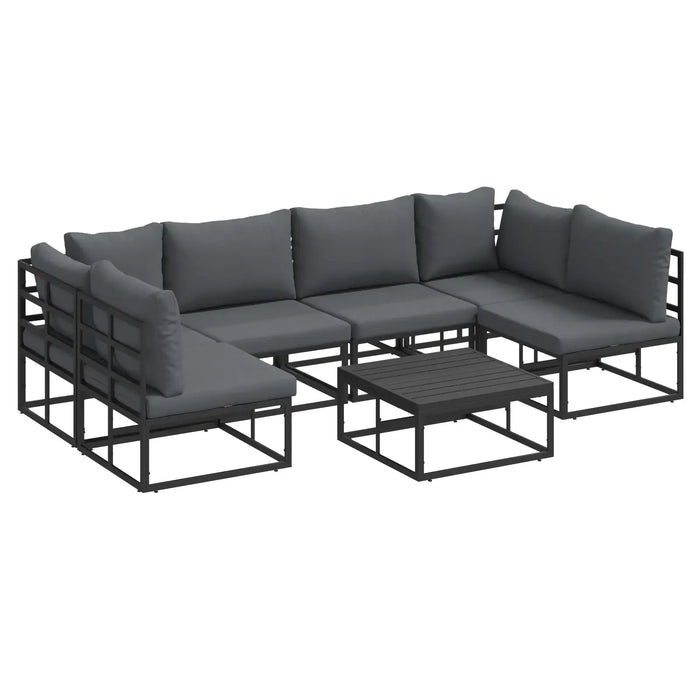 Modular Outdoor Furniture Set Black Aluminium | Customisable Garden Seating - Little and Giant Explorers vidaXL