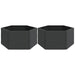 Set of two anthracite modular hexagonal raised garden planters with stackable panels for herbs and flowers