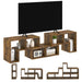 Rustic brown modular TV stand with adjustable shelves and storage for up to 75-inch TVs