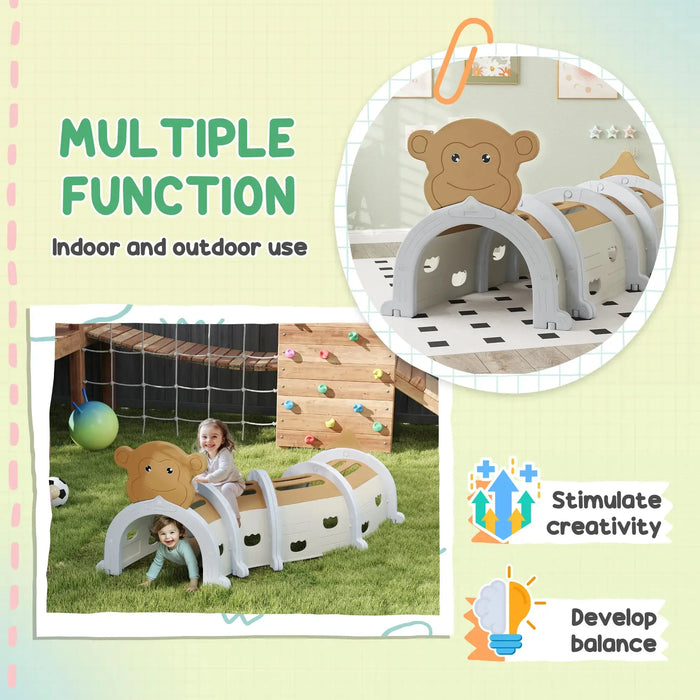 Monkey Design Kids Play Tunnel for Crawl and Climb - Little and Giant Explorers AIYAPLAY