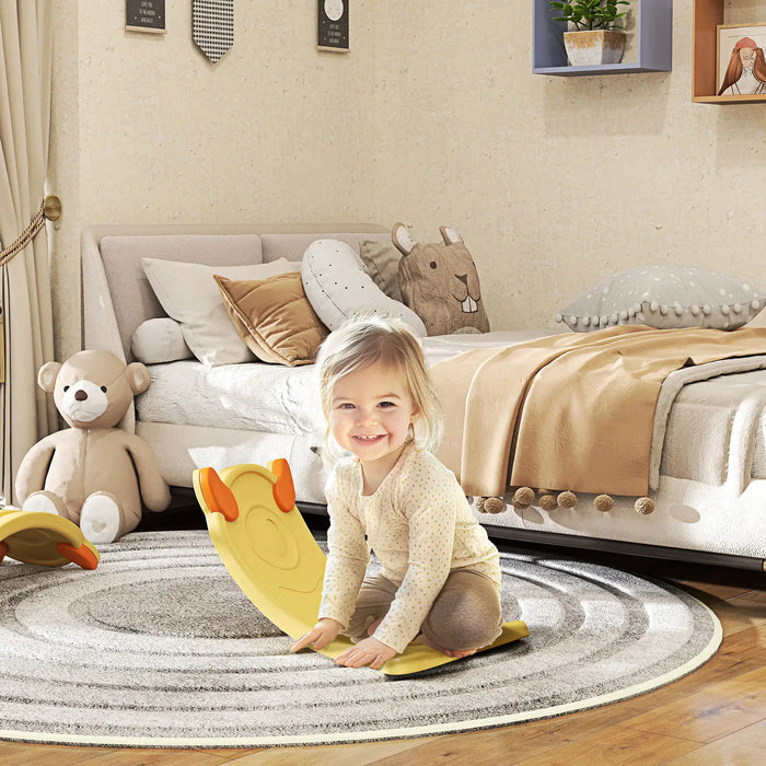 Kids Balance Board | Cute Monster Design Wobble Board (Yellow Edition) - Little and Giant Explorers AIYAPLAY