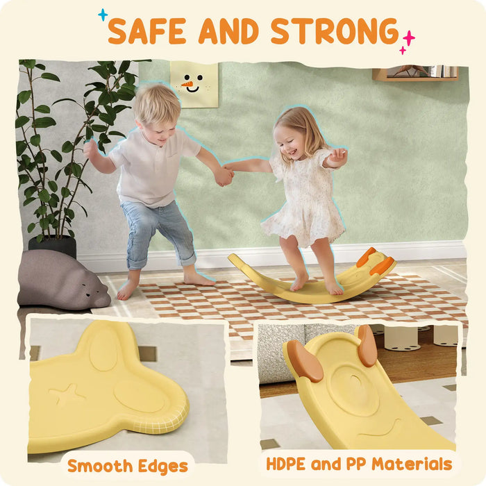 Kids Balance Board | Cute Monster Design Wobble Board (Yellow Edition) - Little and Giant Explorers AIYAPLAY
