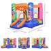 Monster inflatable bouncy castle with slide, basketball hoop, colorful cartoon monster design, 3-in-1 Outsunny playhouse, 250x180x175 cm.