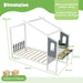 Dimensions of a children's house-shaped bed with measurements and specifications.