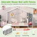 Children's bed with house design, bed tent, colorful flags, and light feature.