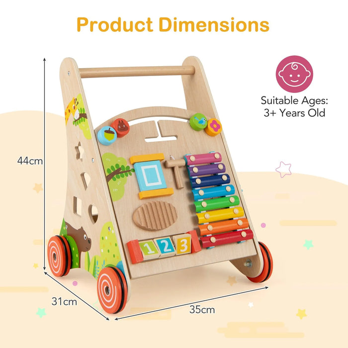 Montessori Wooden Activity Walker for Toddlers - Little and Giant Explorers Costway