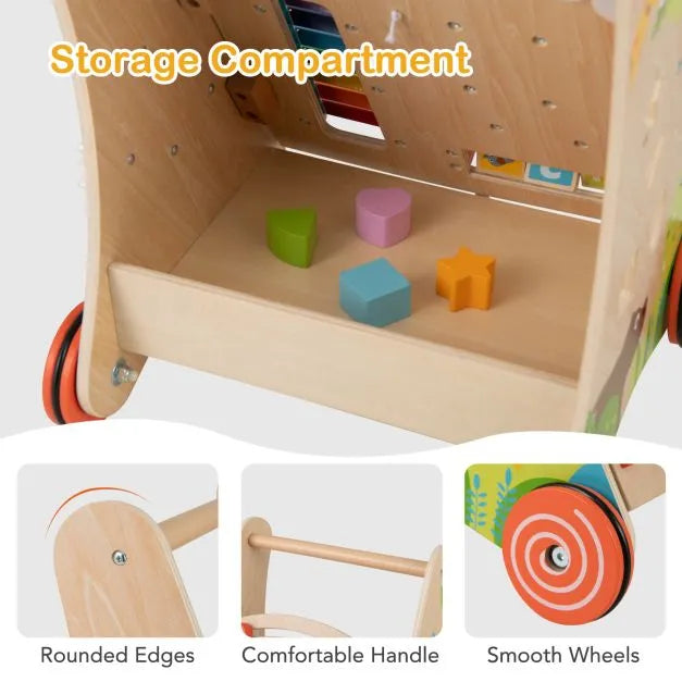 Montessori Wooden Activity Walker for Toddlers - Little and Giant Explorers Costway