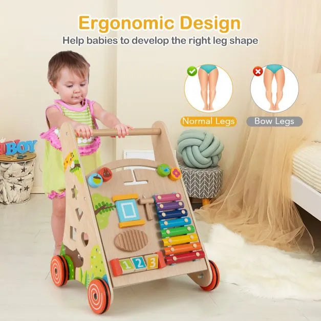 Montessori Wooden Activity Walker for Toddlers - Little and Giant Explorers Costway