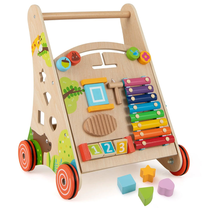 Montessori Wooden Activity Walker for Toddlers - Little and Giant Explorers Costway