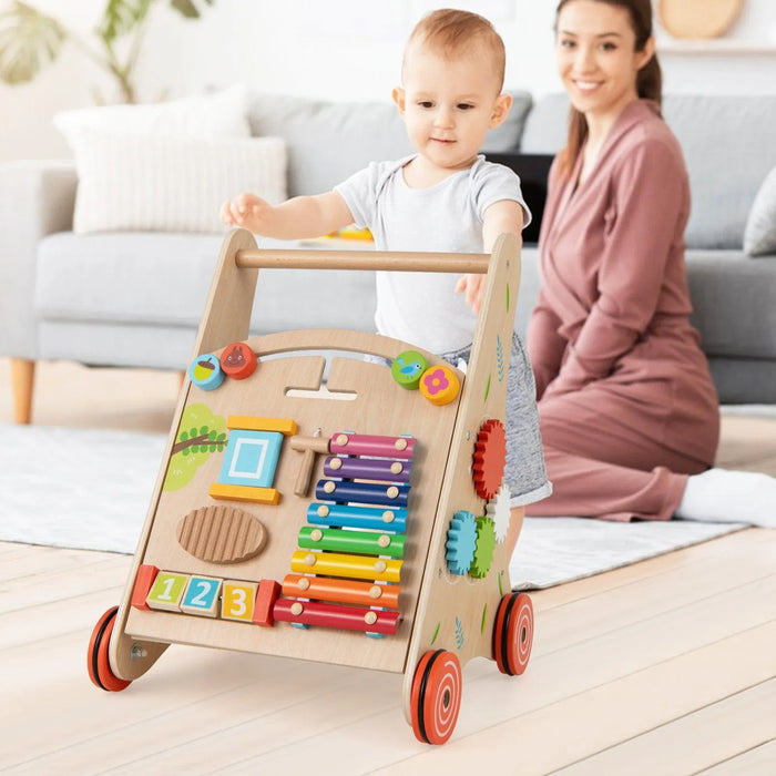 Montessori Wooden Activity Walker for Toddlers - Little and Giant Explorers Costway