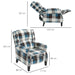 Multi-Check Recliner Armchair – Blue | 135° Reclining Back - Linen-Feel Upholstery HOMCOM - Little and Giant Explorers